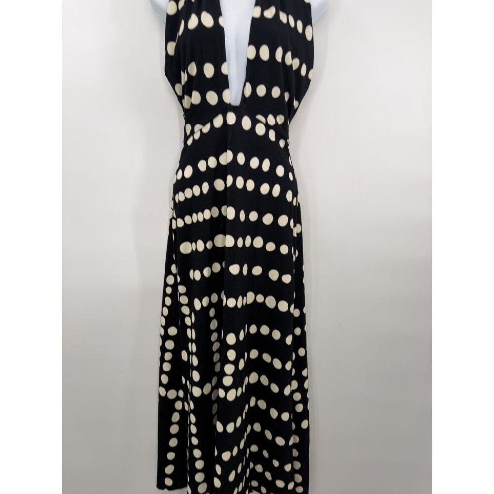 Johanna Ortiz Equatoria Rhythms Midi Dress Black And Ecru Polka Dot Halter Neck - Picture 9 of 16